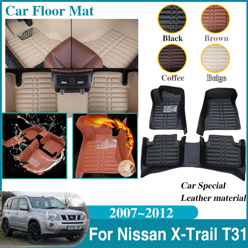 

Автомобильные коврики с левым рулем, кожаные для Nissan X-Trail T31 2007 2008 2009 ~ 2012 XTrail, напольный коврик, внутренние запасные части, запасные части, автомобильные аксессуары