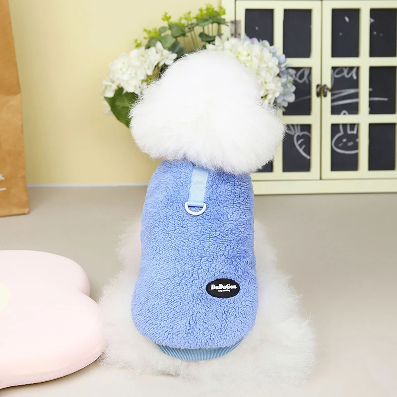 Pet Autumn And Winter Fleece Clothes Dog Cat Warm Coat Solid Color Fleece Sweatshirt For Small Medium Dogs Teddy Bichon Pullover