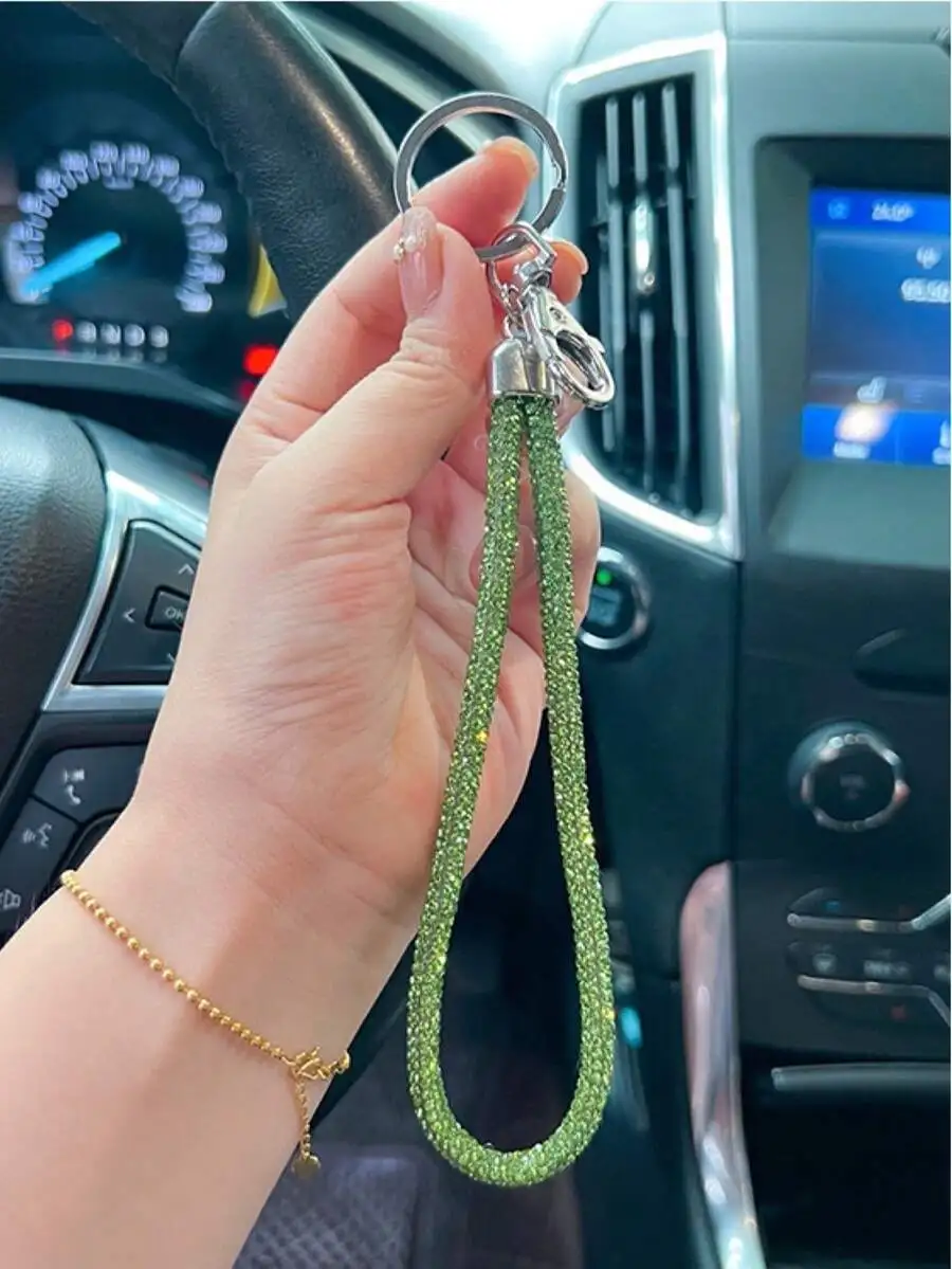 Fashionable Rhinestone Phone Strap With Keychain For Women, Bling Key Bag Hanging Decor With Wrist Strap Gift Souvenir Car Acces