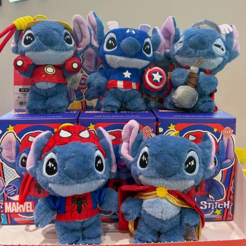 

Genuine Hot Toys Marvel Stitch Plush Blind Box Spiderman Stitch Stitch Keyring Mystery Box Captain America Anime Figure Gift Toy