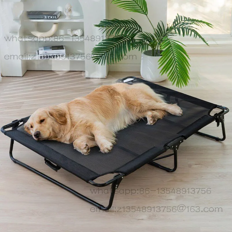 夏用犬用キャンプベッド、設置不要の鉄製フレーム、通気性のある犬用ベッド、オールシーズン対応、取り外し可能で洗えるペットケネル