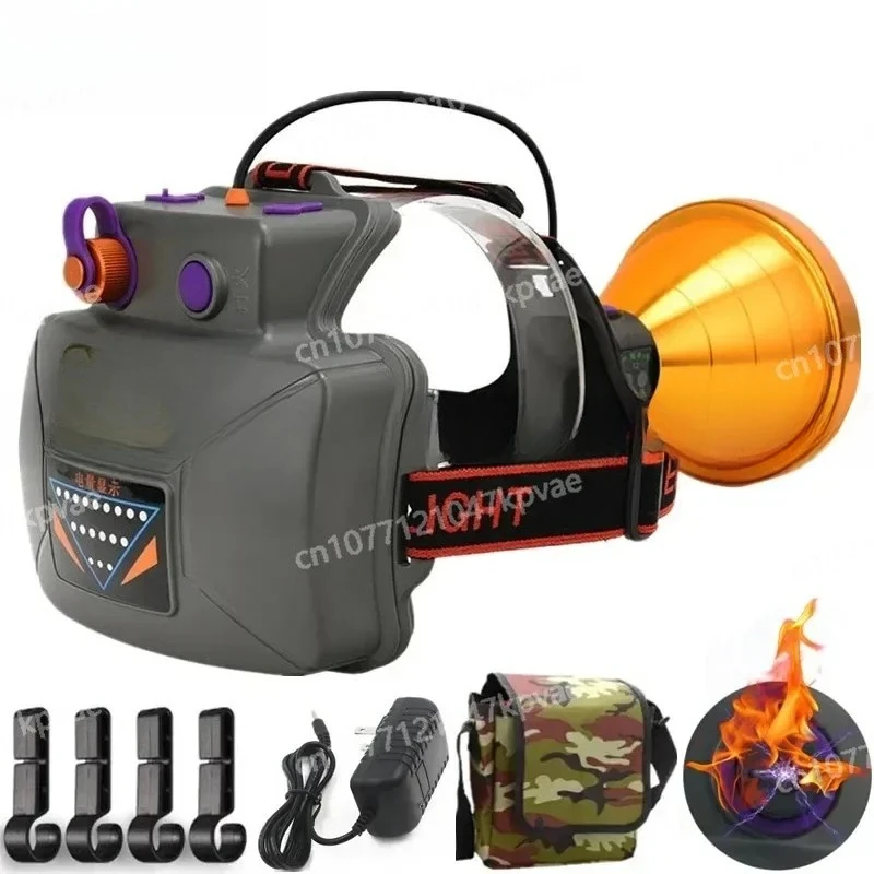 P90 Induction Head Flashlight 12V, Built with 18650 Rechargeable Battery, Outdoor Lighting Gear for Camping, Fishing