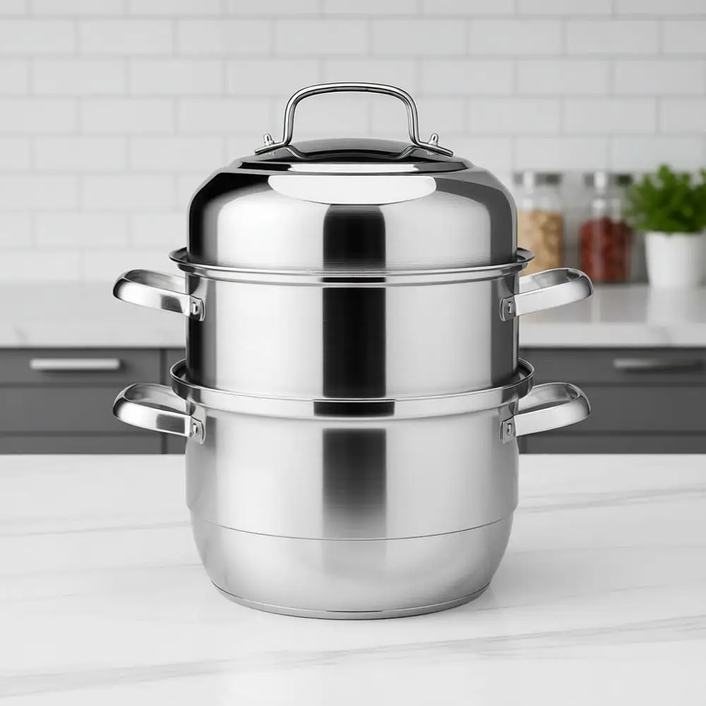 

Трехъярусная пароварка из нержавеющей стали 28 см (11 дюймов) для индукционных плит, для приготовления на пару или пельменей