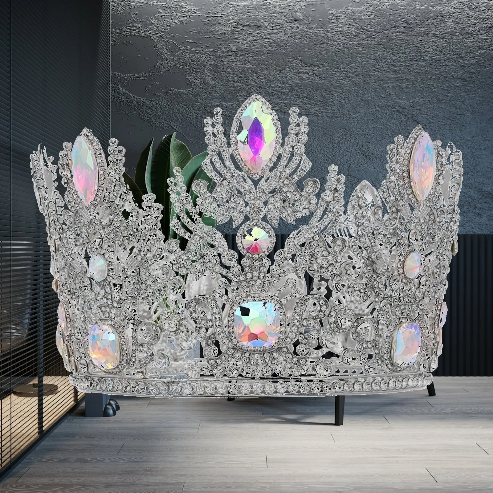 Queen Crown Sparkling Crown with Crystals Tiara Silver Headpiece Ornate for Brides, Weddings, Pageants