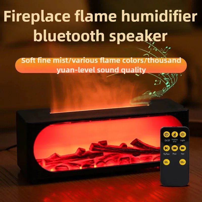 

Simulation Fireplace Charcoal Humidifier with Bluetooth Stereo Multi-functional Aromatherapy Humidifier Silent Fog Home Bedroom