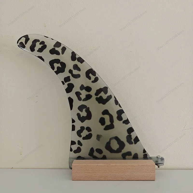 For C Series, Surf Tail Rudder Black Leopard Print Fiberglass Tail Fin 6.5/8/9/9.5/10/11 Inch Single Tail Rudder