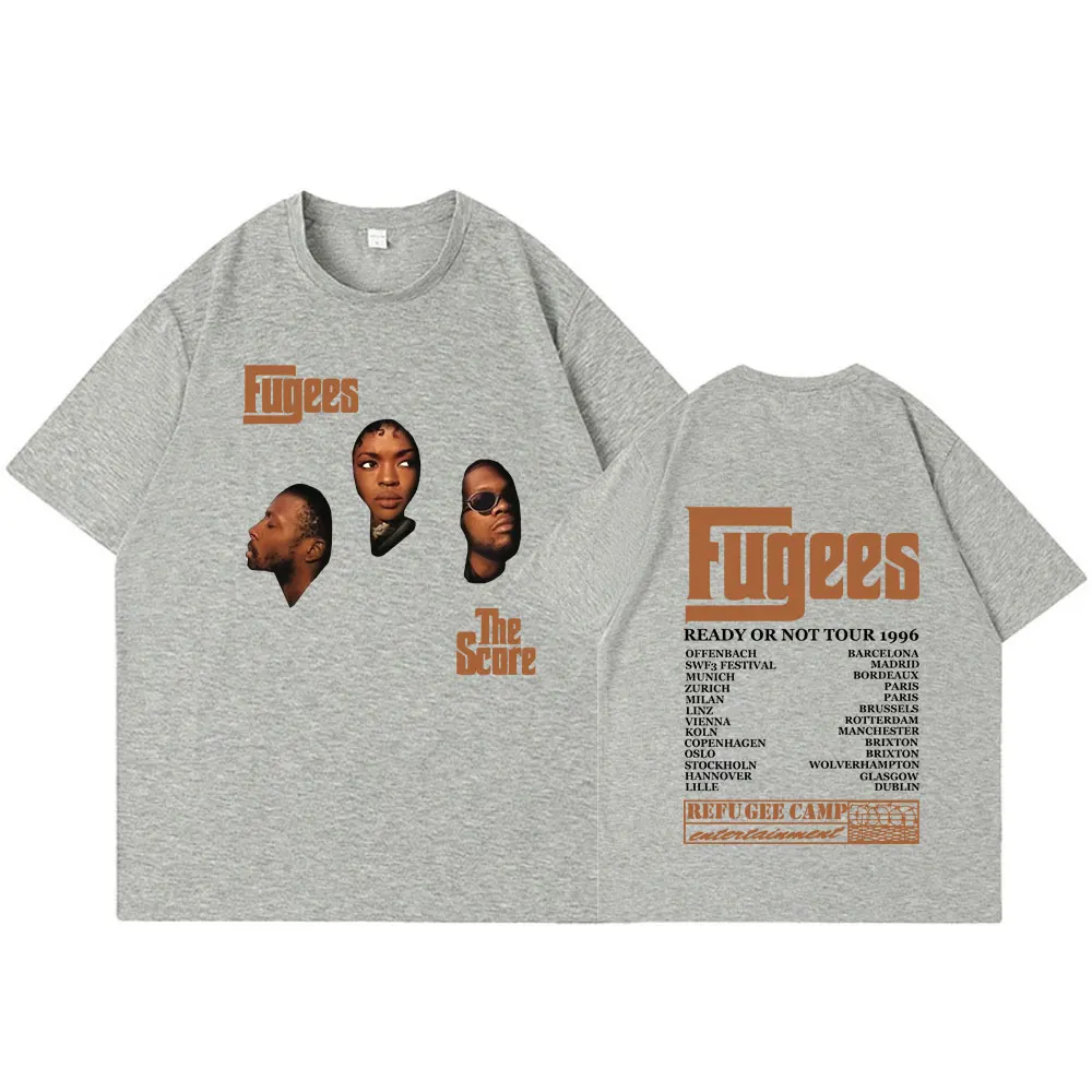 Hip Hop Band The Fugees Score Ready or Not Concert Tour 1996 Oversize T-Shirts Fashion Men\'s Short Sleeve T Shirt Streetwear