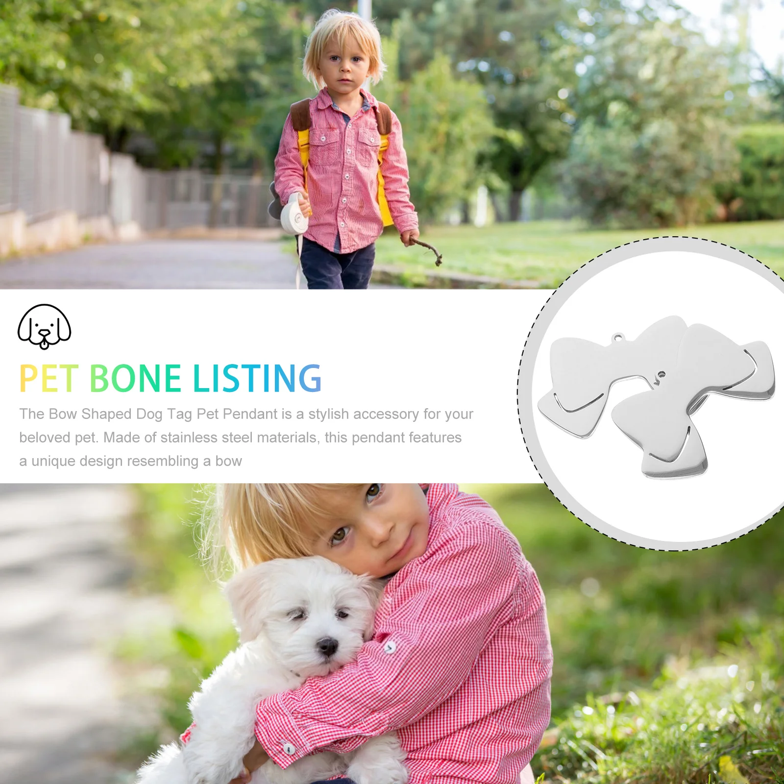 

10Pcs Dog Id Tag Bow Shaped Pet Name Tags Stainless Name Phone Number for Dogs Cats Puppies Kittens Small Pets