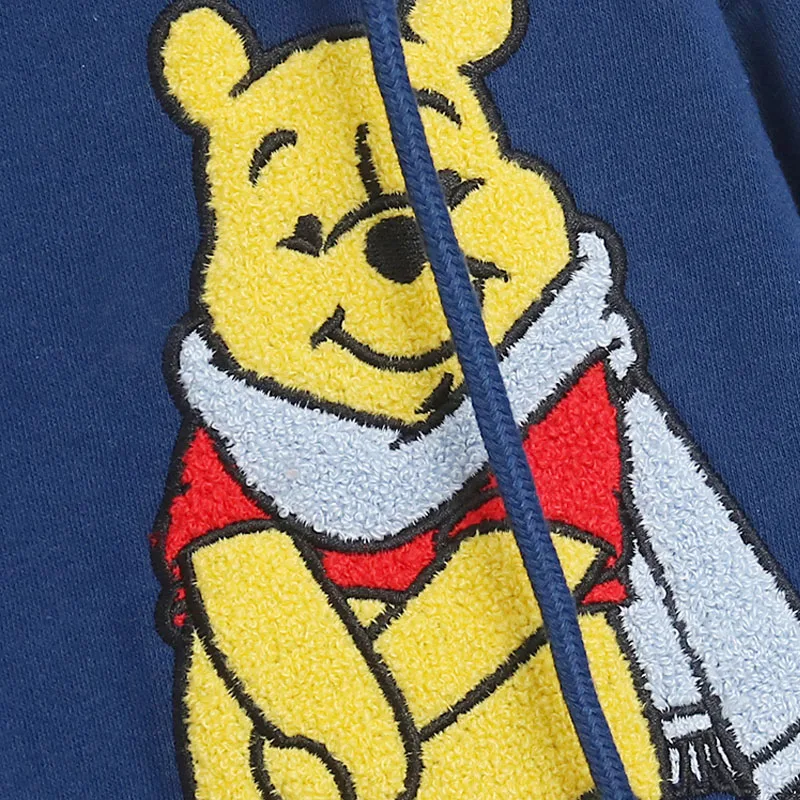 Disney-Moletom com capuz de lã feminino, Winnie the Pooh, Bisonho, Bordado Leitão, Zip Up Hoodies Jaqueta, Casual Cartoon Jumper, Tops