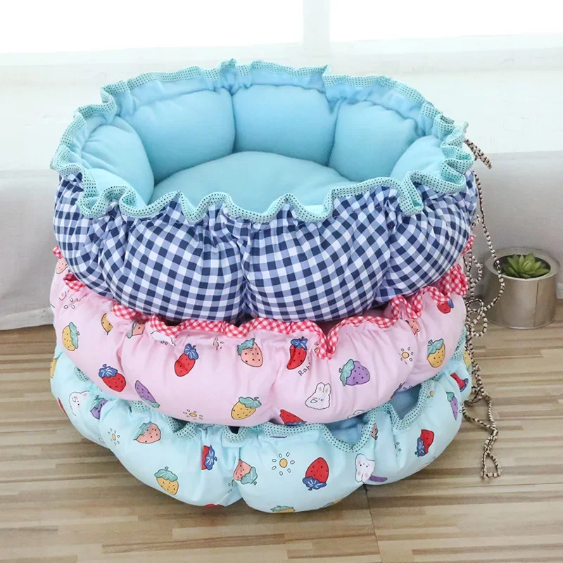 Round Cat Bed House Long Plush Pet Bed For Cats Cushion For Dogs Mat Warm Pet Accessories Home Washable Dog Sofa Soft Sleeping