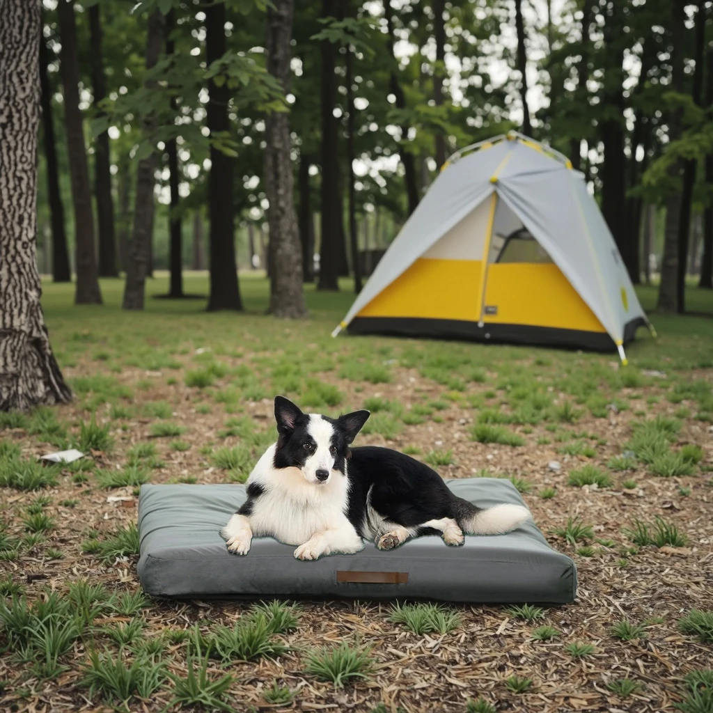 Classic Outdoor Rock Grey Inflatable Dog Bed Removable Cover Waterproof Summer Pet Mat Anti-Slip Bottom For Medium Dogs Travel