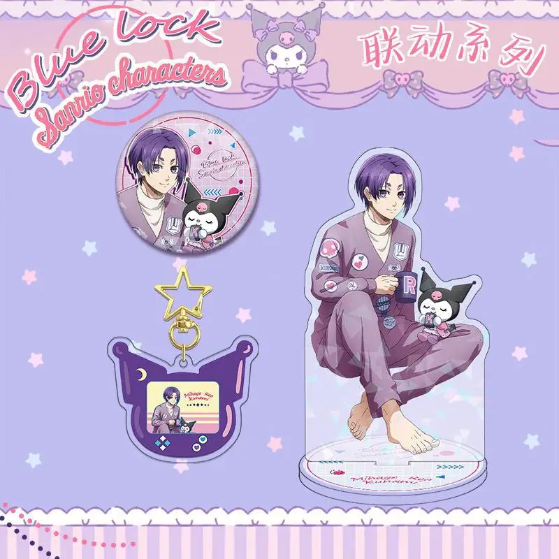 Blue Lock Sanrio Series Seishiro Nagi Cinnamoroll Peripherals Acrylic Stand Reo Mikage Kuromi Metal Badges Collectibe Nagi Toys