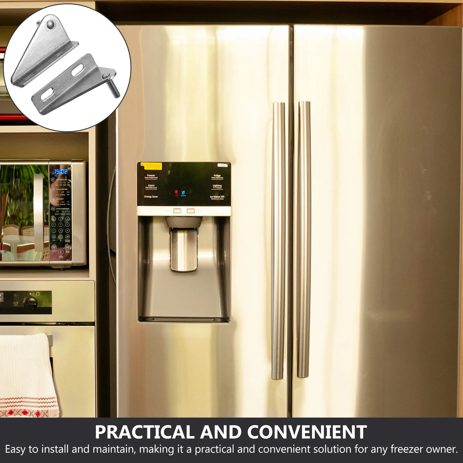 

2Pcs Stainless Steel Freezer Door Hinge Professional Heavy-Duty Adjustable Refrigerator Hinge for Household Small Freezer Repair