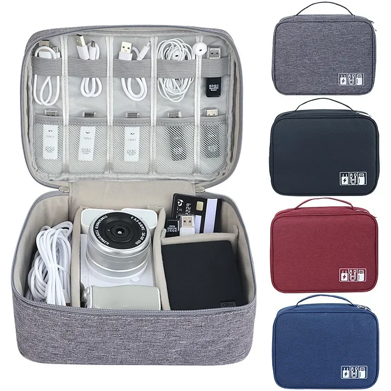 Data Cable Storage Bag Large Capacity Travel Headphone Storage Box USB Gadget Cable Bag Hard Disk Charger Power Bank Organizer