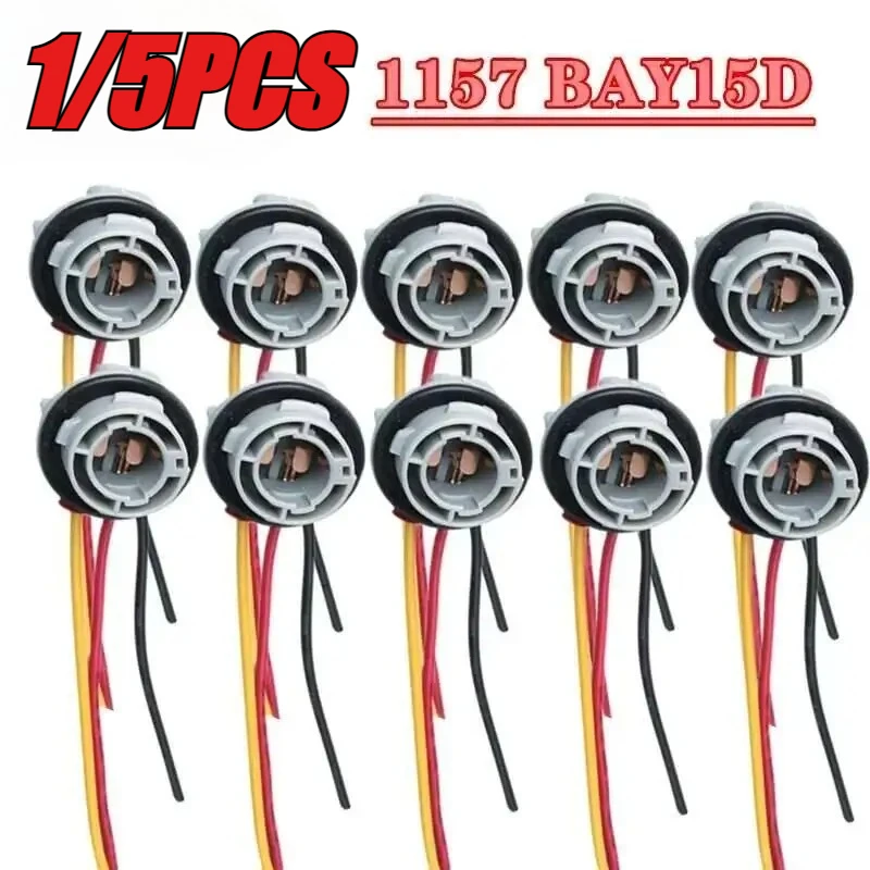 

5/1PC 1157 Bulb Socket BAY15D Lamp Holder P21/5W Adapter Base Connector for Brake Light Plastic Turn Signal Light Socket Harness