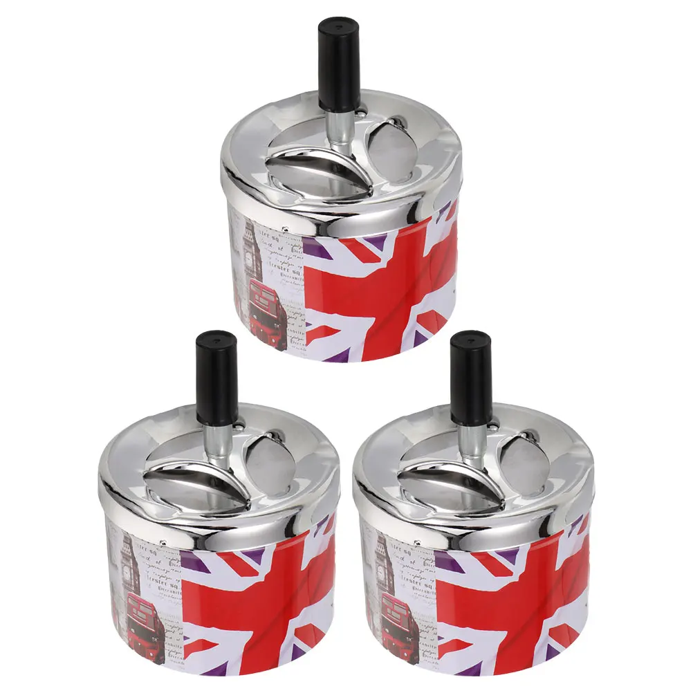 

3 Pcs Stainless Steel Ashtray Automatically Extinguished Car Creative for Tabletop Souvenir Metal Outdoor