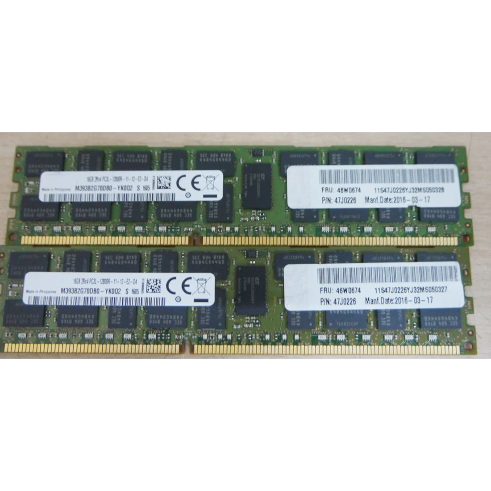 1pcs For IBM Server Memory X3650 M3/4 X3755 M3 X3850 X5/6 X3950 X6 X3550 M2/3/4 46W0672 46W0674 46W0671 49Y1565 16G 1600 ECC REG