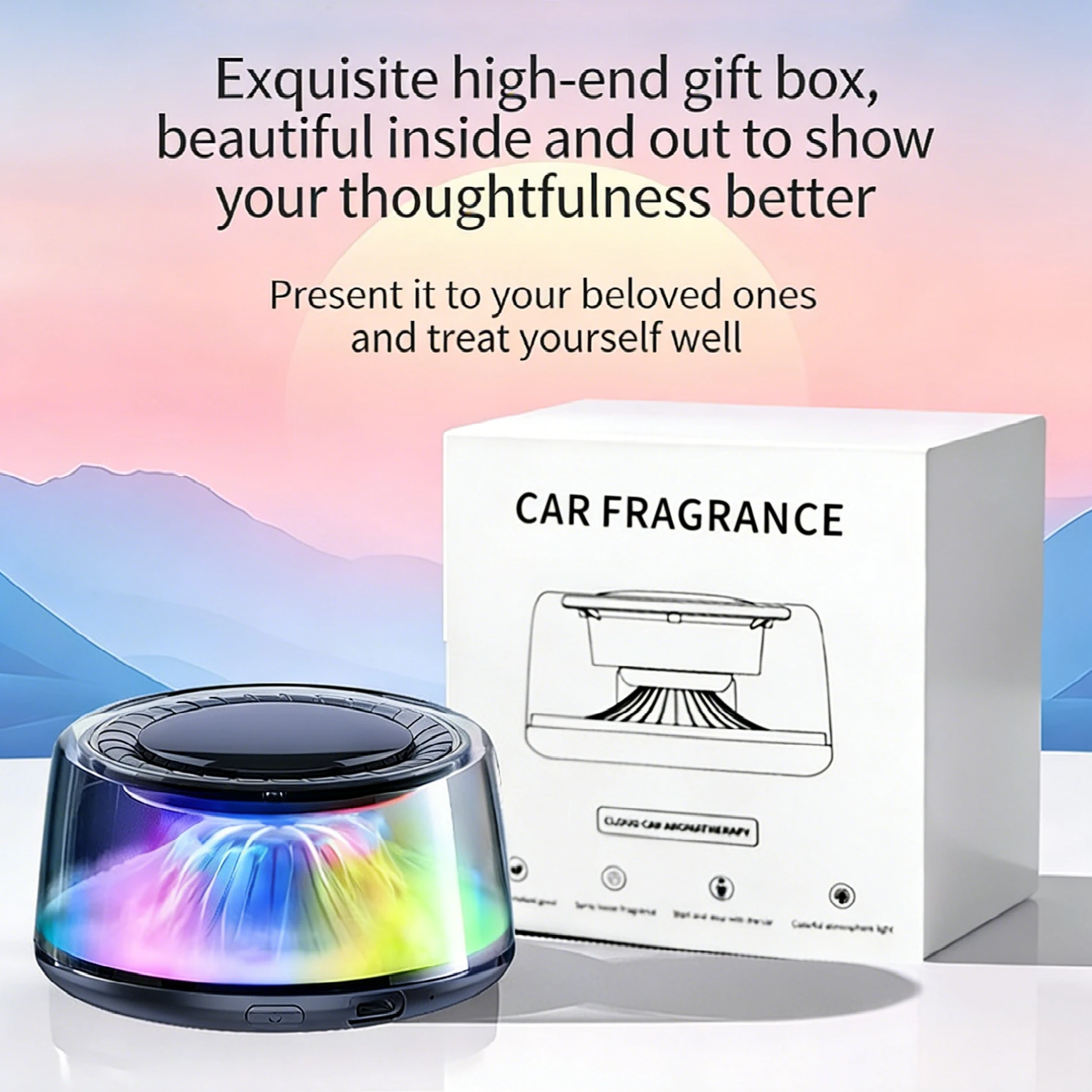 Car Aroma Air Freshener Creative Vehicle Diffuser Ambient Light Cloud Mist Fragrance ElectricCar Flavoring Good Smell Home Gift view 3
