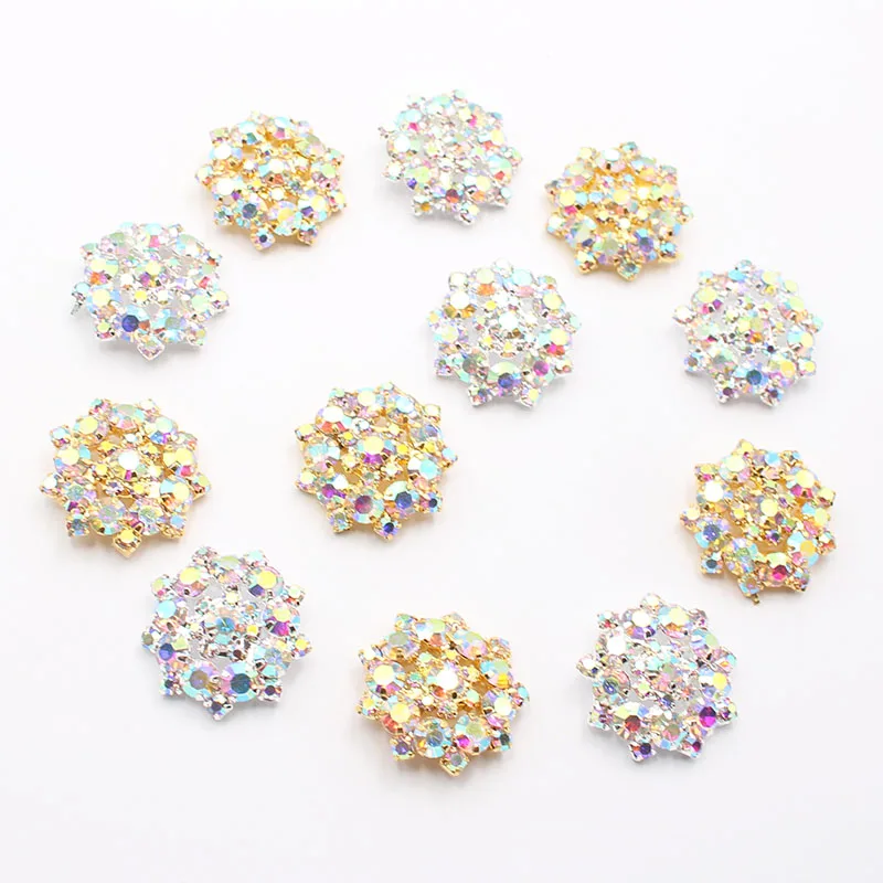 New 10 pieces 22MM Gold/Silver Metal Rhinestone Button Handle Diamond Accessories Wedding Decoration Sewing Clothing Buttons DIY