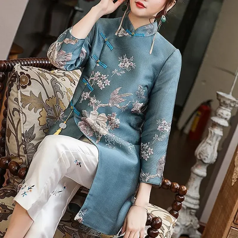 

New Chinese Traditional Clothing Female Chinese Style Hanfu Improved Cheongsam Coat Women Vintage Tang Suit Jacket