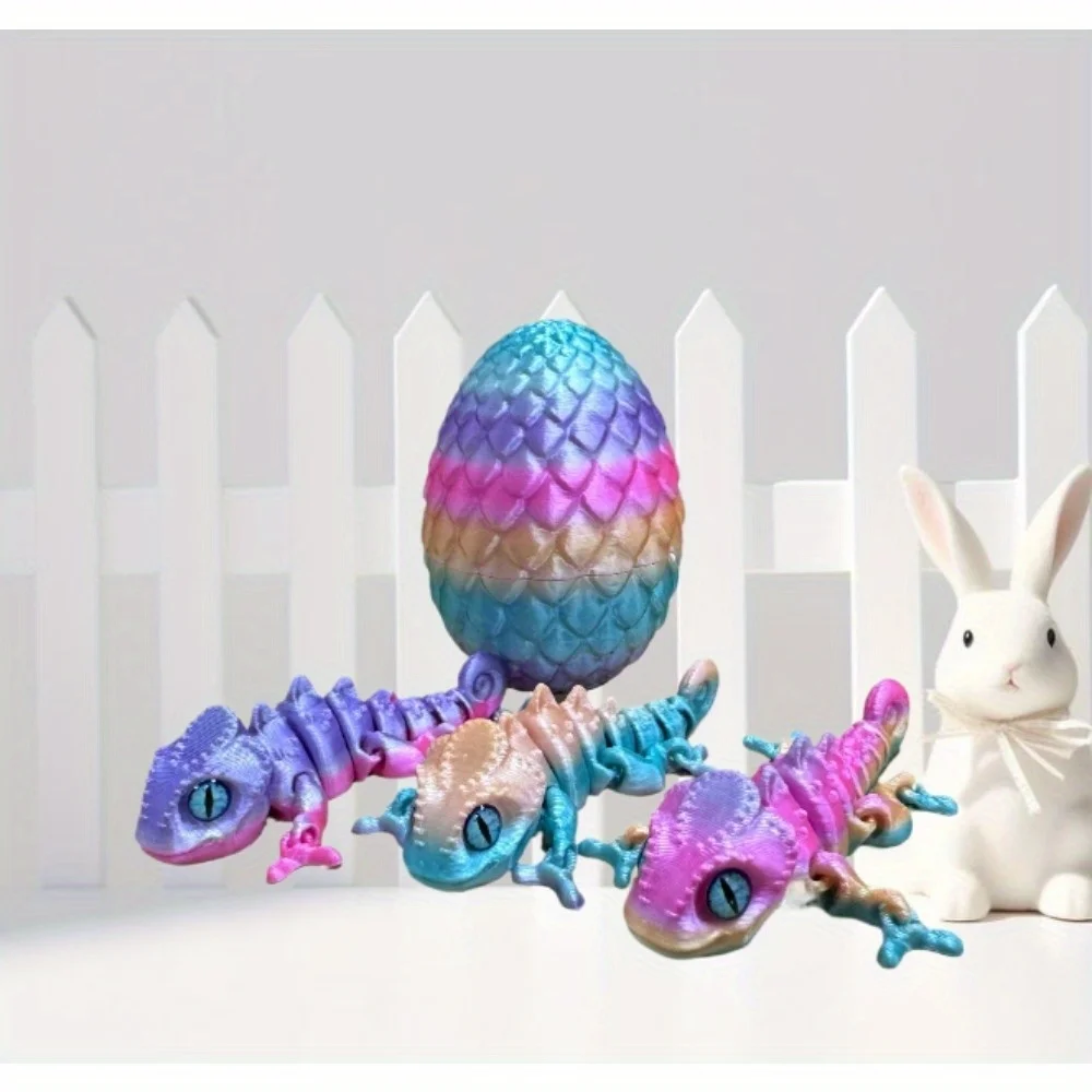 3D-gedrucktes Regenbogen-Chamäleon-Eidechsen-Spielzeug, Neuheit, Heimdekoration, Skulptur, Weihnachten, Halloween, Thanksgiving, Party-Dekoration, Geschenk