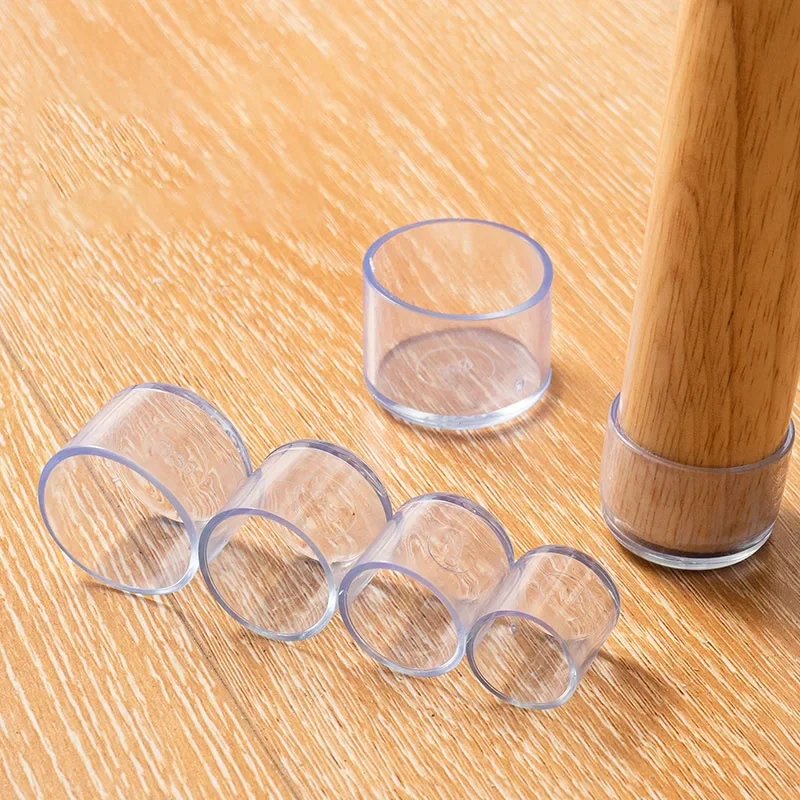 Transparent Chair Leg Caps Rubber Feet Protector Pad Furniture Table Covers Socks Plugs Cover Furniture Leveling Feet Home Decor