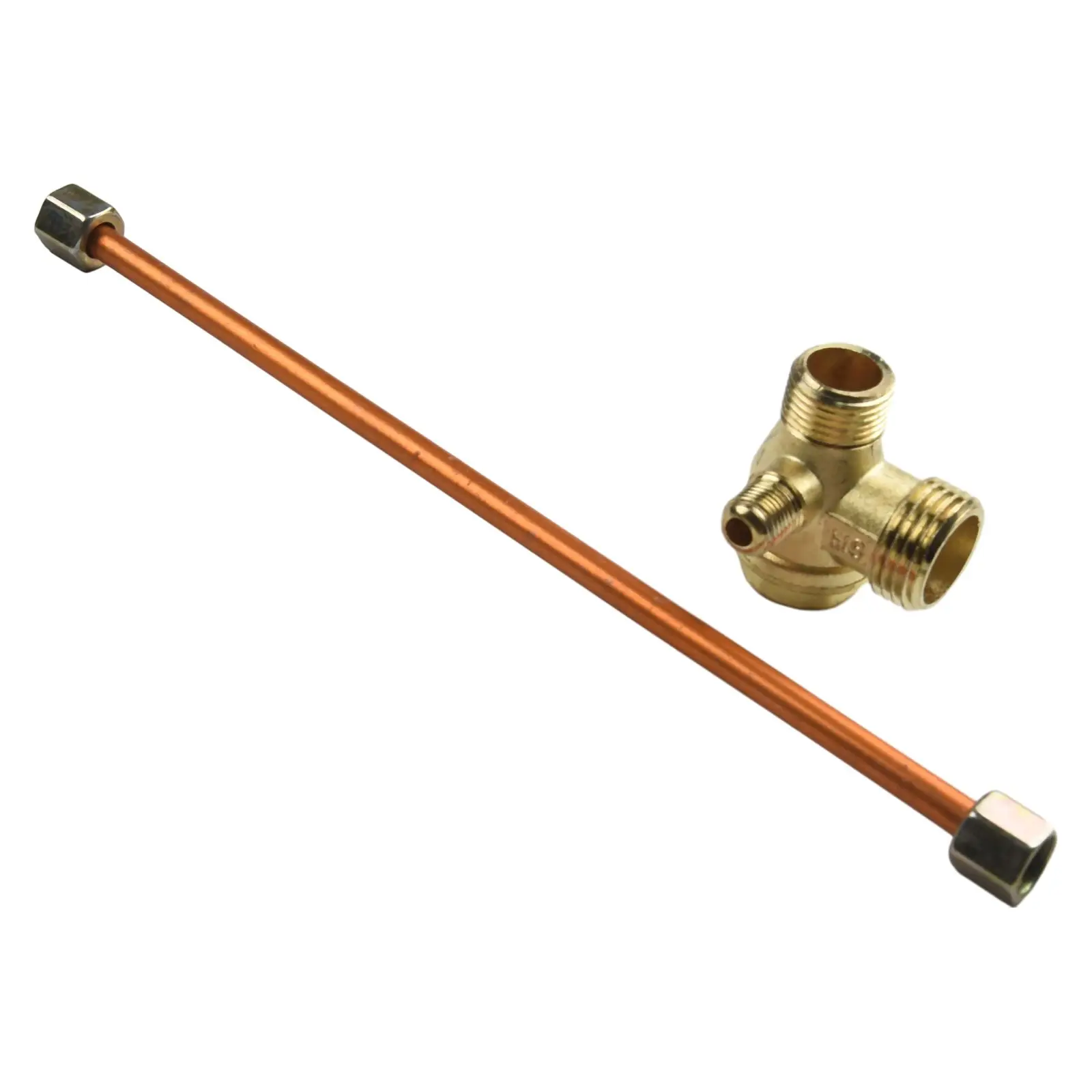 2pc Air Compressor Check Valve Wi/ 3-Port Exhaust Tube 200mm Kit Male Thread G1/8 Zinc Alloy Connector Accessorie 20mm/16mm 10mm