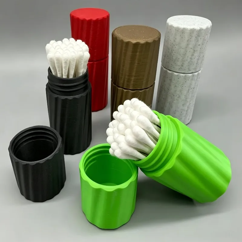 Portable Q Tip Storage Container, Leak Proof Travel Cotton Swab Holder with Screw Lid, Mini Makeup Organizer for Purse