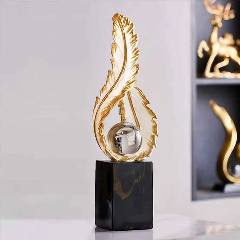 Room Decor, Abstract Feather Sculpture, Creative Artwork Statues, Office Study Desktop Decoration, Nordic Luxury Crafts Gifts
