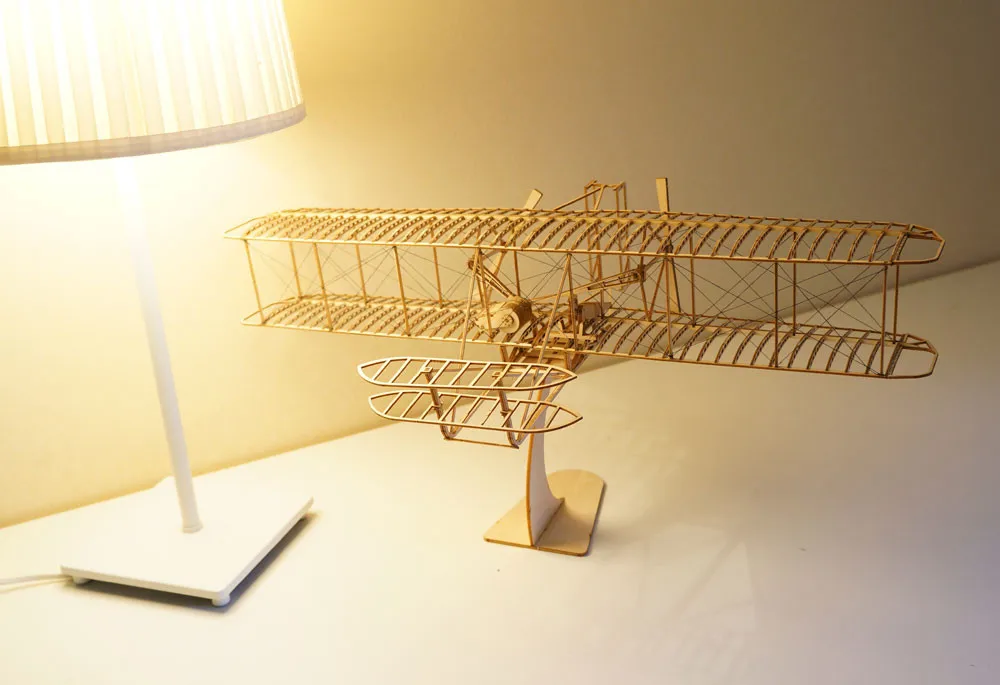 3D Wooden Puzzles Airplanes DIY Wright Brothers Flyer Laser Cut Balsa Wood Model Aircraft Plane Gift for Adults Teens
