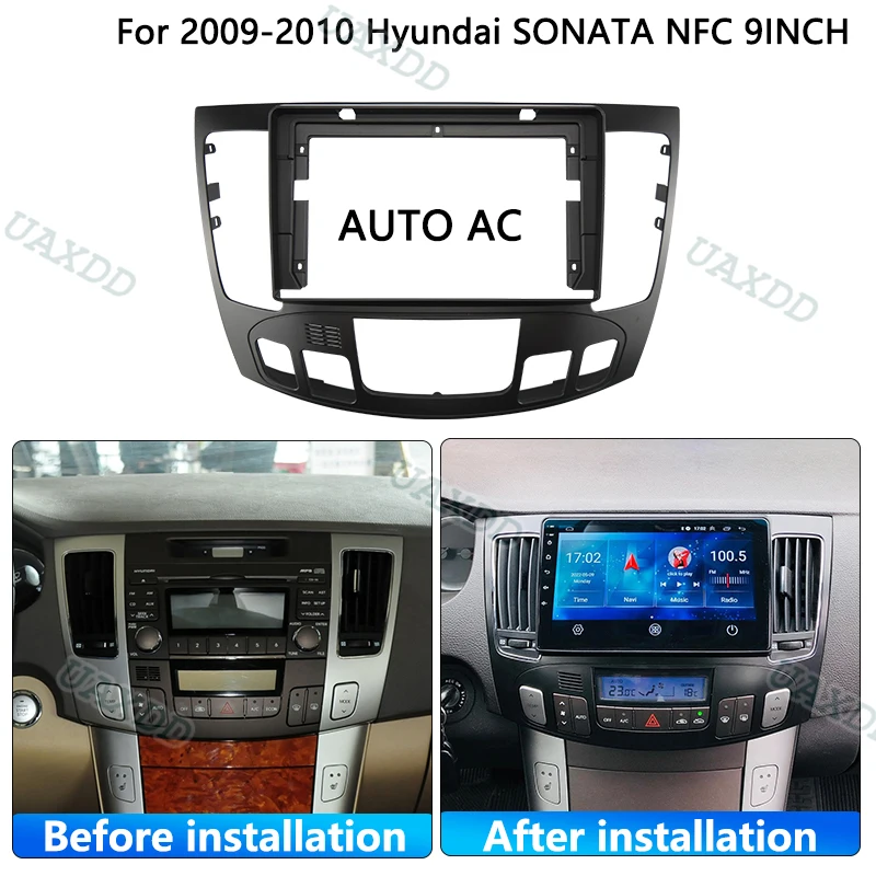 Adapter Fascia Frame 9 Inches Kit of Dashboard Panel Mounting for Hyundai Sonata 7 NFC 2009-2010 Radio Android Cable Video DVD