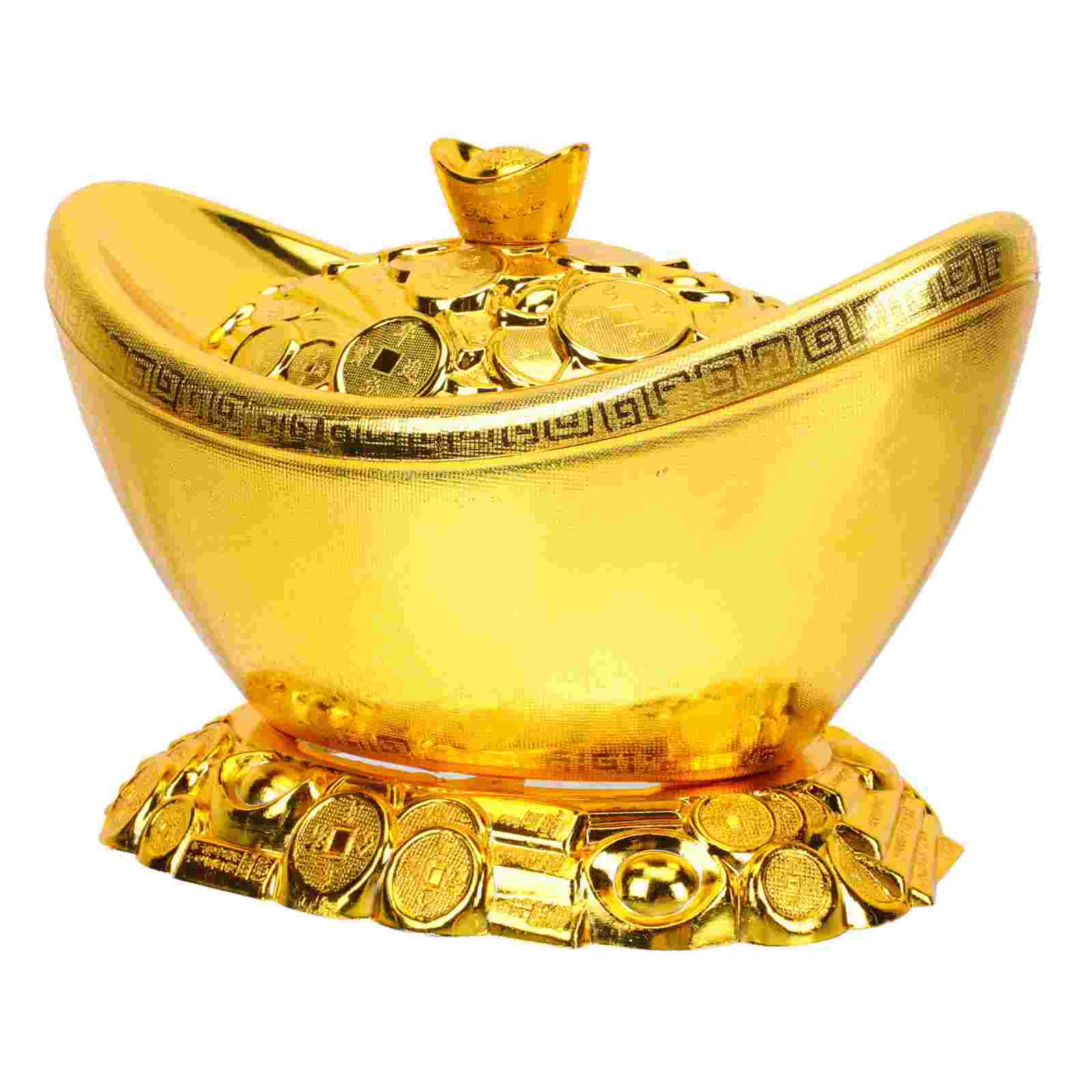 

Gold Ingot Ornament Paperweight Toy Snack Treat Boxes Sweets Storage Container Candy Living Room Decor Square
