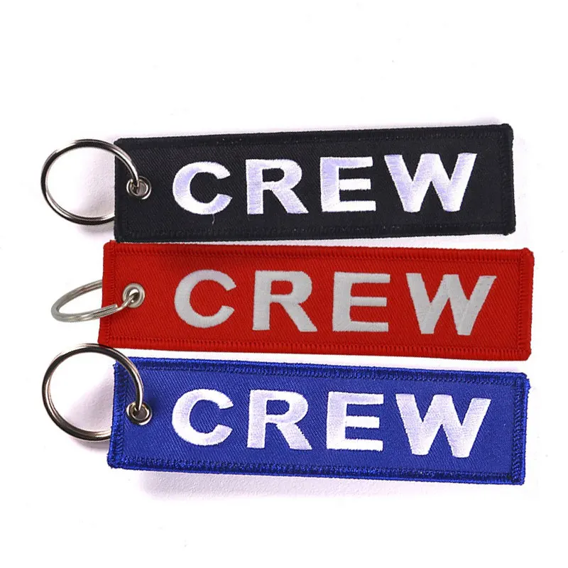 Cordão bordado Keychain, Chaveiro bordado CREW, 20pcs