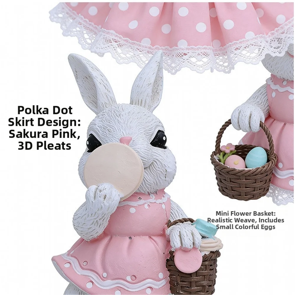 Pastel Colored Resin Rabbit Holding Macaron Cake For Home Office Window Sill Decoration With Playful And Cozy Vibe