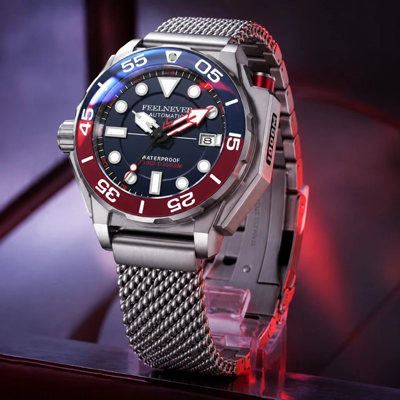 FEELNEVER Men Automatic Mechanical Watch 1000M Waterproof Diver Sport Watches for Men Sapphire Luminous Wristwatch Reloj Hombre`