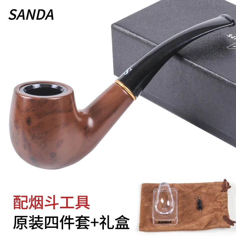 

Sanda Smoking Set Smoking Pipe+Clear Pipe Stand +Cloth Bag+Gift Box Small vintage Tobacco smoke pipe filter portable accessories