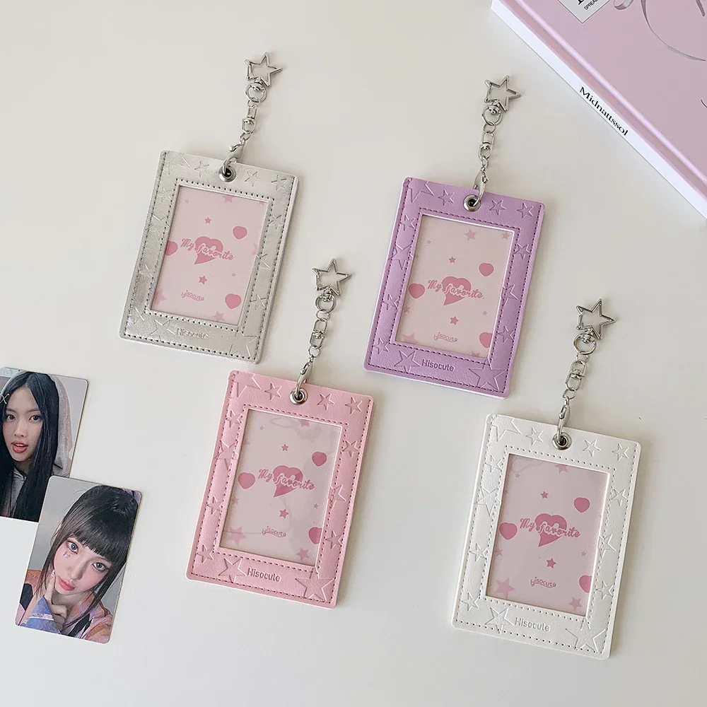 Casing Foto Kulit PU Motif Bintang 3 Inci, Tempat Kartu, Tas Gantungan