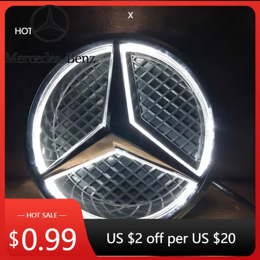 

Hot White Blue Red Light Car Front Grilled Star Emblem LED Illuminated Logo for Mercedes Benz W205 C E R ML GL GLA Car Sticker