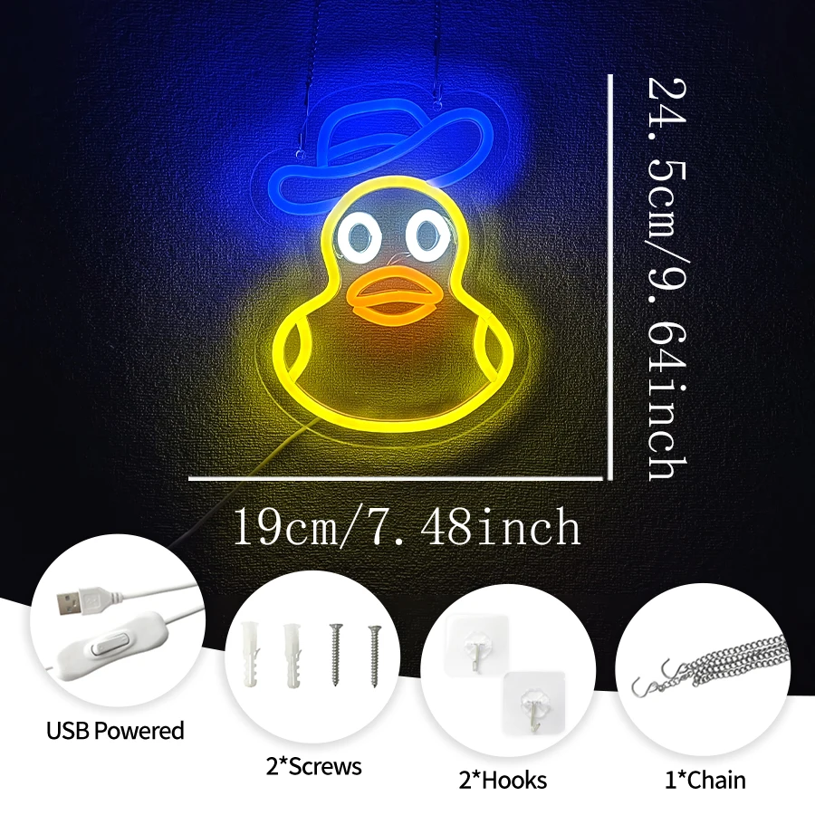 Cowboy Duck Led Neon Signs, Interesting Animal Icons, Used For Bedroom Bar Game Room Club Decor, Boys And Girls Party Gifts.