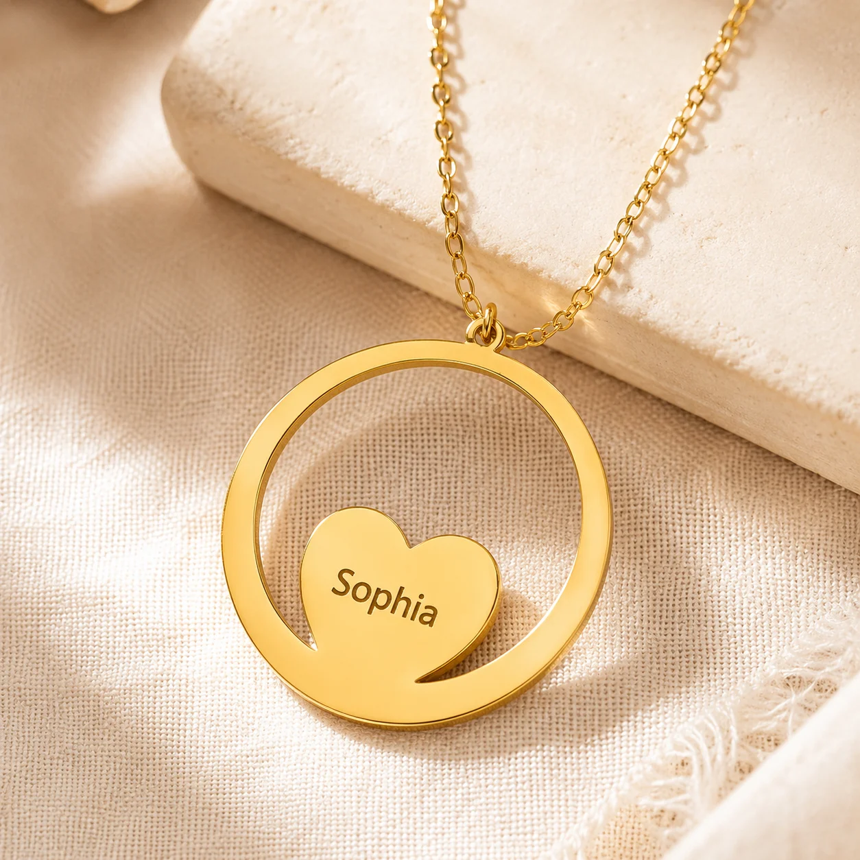 Custom Family Heart Necklace Stainless Steel Personalized Name Pendant Gold Silver Rose Gold Gift