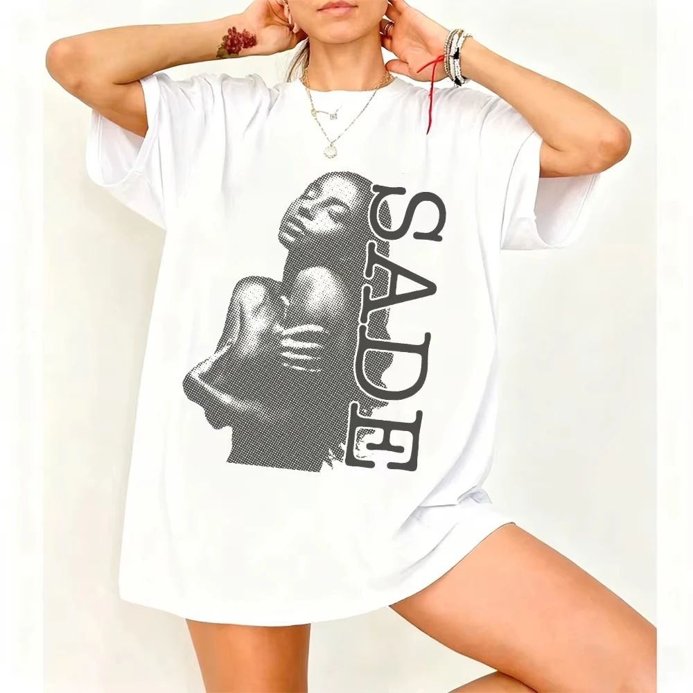 90s Singer S-Sade Print Graphic T Shirt Men Women Hip Hop Vintage Short Summer Men's and Women's Loose and Breathable T-shirt