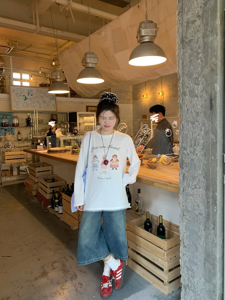 

High Waist Straight Leg Jeans Women's Spring Summer American Retro High Street Seven Inch Wide Leg Jeans Slimming Effect