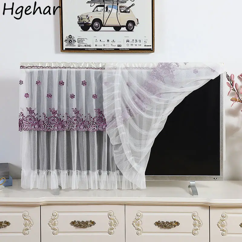 LCD TV Covers Lace Hanging Vertical  Dust  Flat Curved Surface   Monitor Protection Modern Living Room Decoration