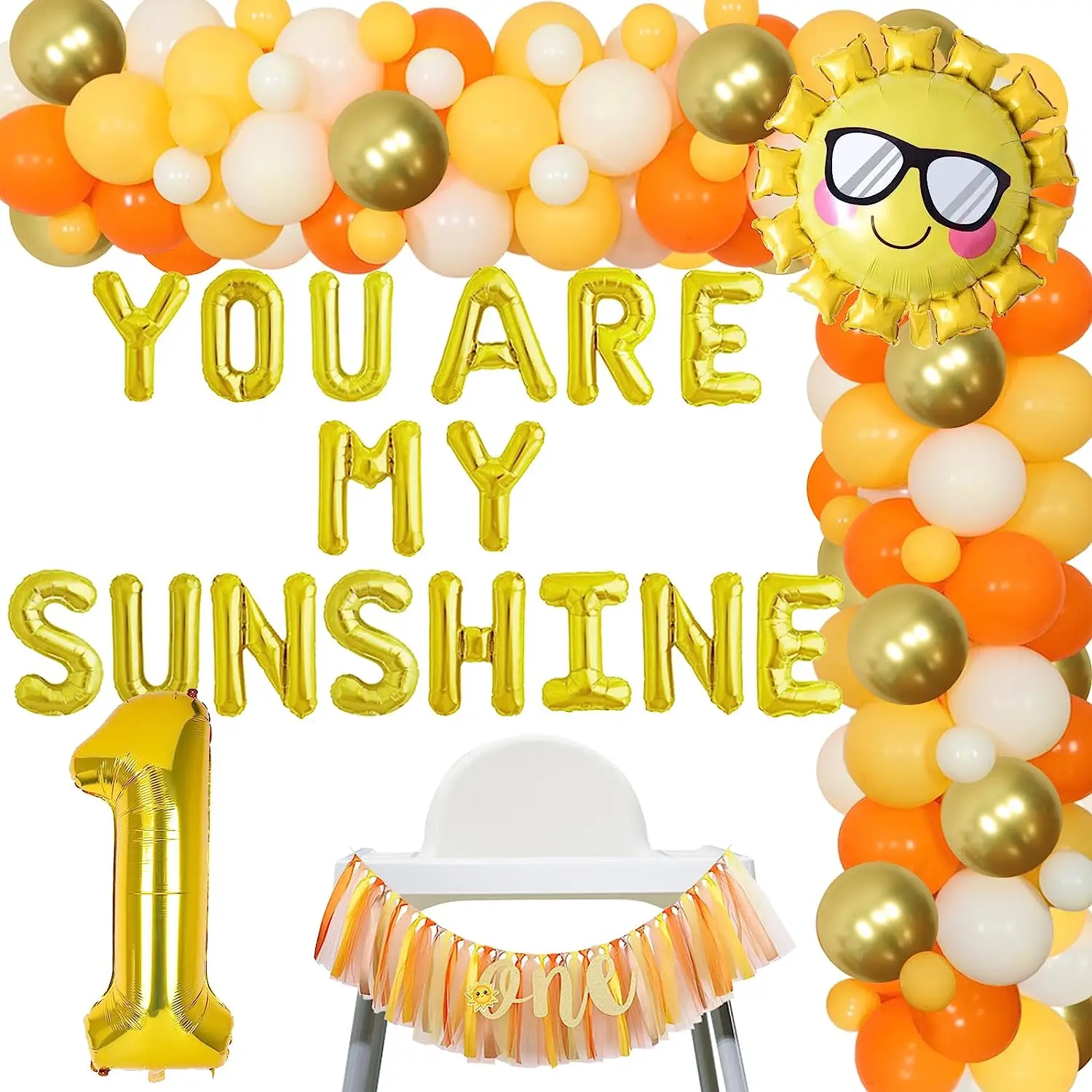 

Sursurprise You Are My Sunshine 1st Birthday Decoration, Balloon Garland Kit, Boho Sun, High Chair Banner, Sun Foil Balloon