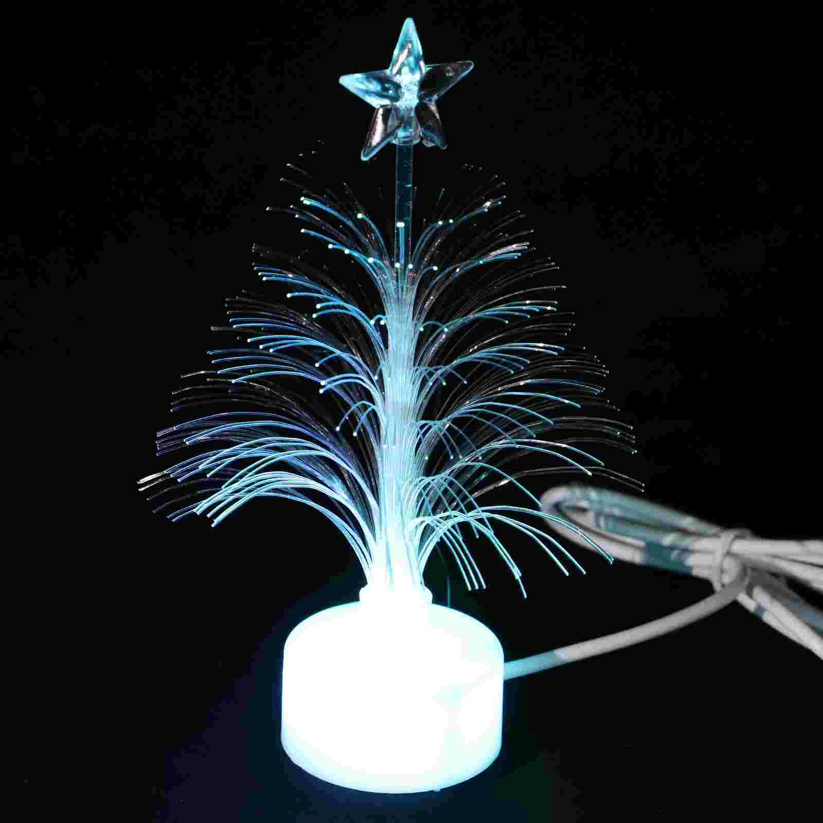 Christmas Tree LED Light Fountain Lamp Night for Kids Small Fiber Optic Desktop Decor Baby