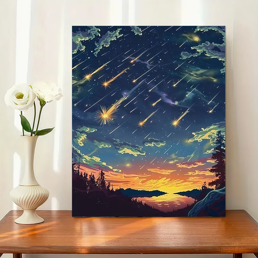 1 قطعة النيزك خط عبر السماء لتقوم بها بنفسك الاكريليك طقم الطلاء الرقمي للمبتدئين إطار ديكور جدران المنزل غير المدرجة #3