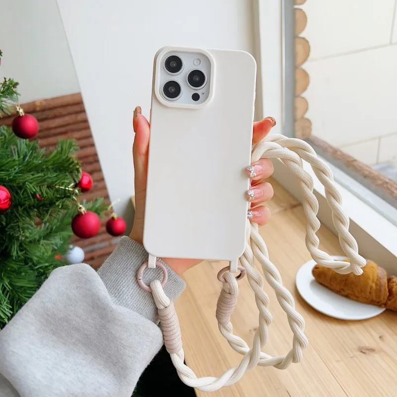 Shockproof Candy Lanyard Case For iPhone 16 Pro Max 14 12 11 13 15 Plus X XR XS Max Crossbody Neck Cord Strap Soft TPU Cover