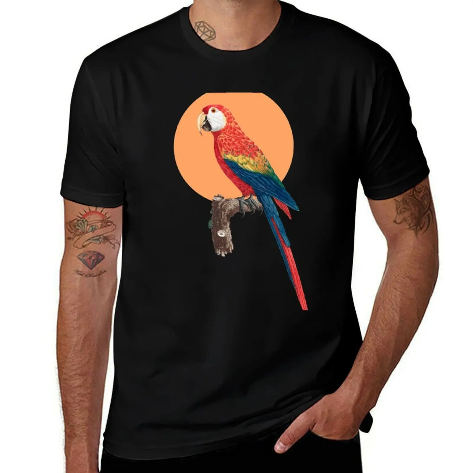 Colorful Scarlet macaw T-Shirt Relaxed Casual Short Sleeve Tee T-Shirt
