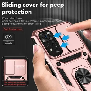 Casing Ponsel Dorong Braket Cincin Pelindung untuk Xiaomi Redmi Note 11 10 9 8 Pro Ma 9S Prime Poco X3 NFC X4 M4 4G 5G Penutup XiaoMi 11 11T 10 sampul belakang redmi 8 penjualan terbaik - №