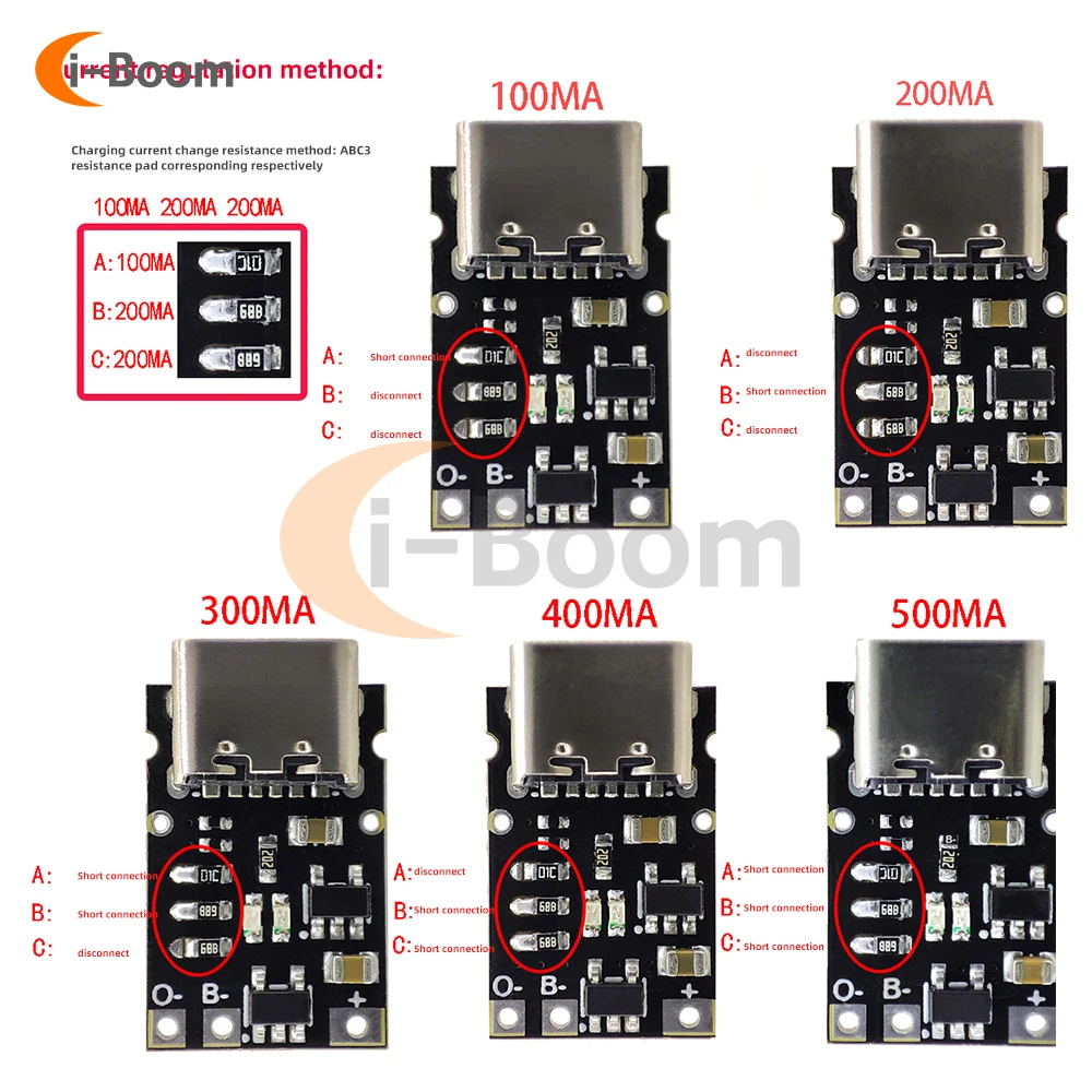 DC 5V do 4.2V ładowarka akumulatorów litowych i rozładowanie zintegrowane płytka ładująca 500/400/300/200/100mA prąd regulowany